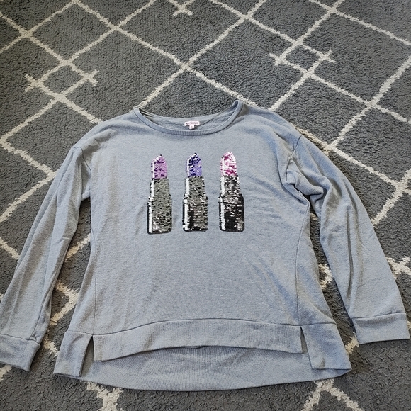 Juicy crew sweatshirt sequin lipsticks size XL - Picture 1 of 7
